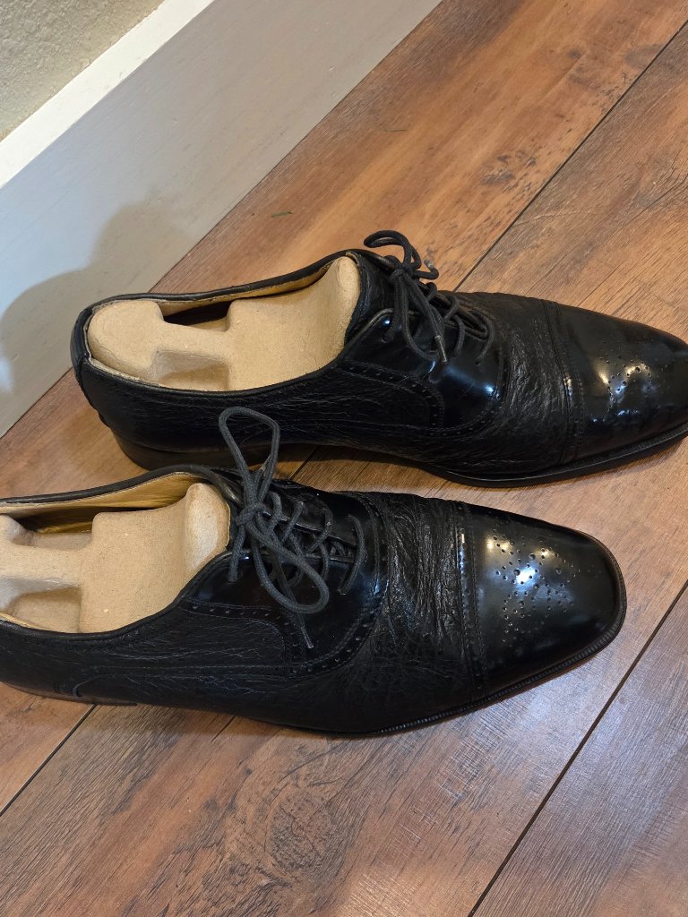 Men's Zelli Italia Cap Toe Ostrich Skin Lace-Up Dress Shoes - Size 13